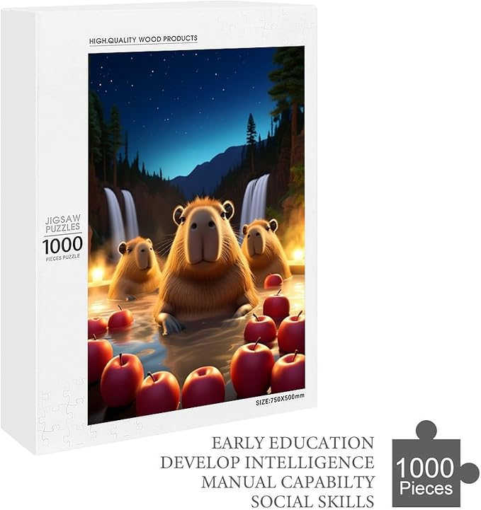 Jigsaw Puzzles for Adults 1000 Piece - Cute Capybara Wooden Puzzles, Puzzle Games, Stress Relief Games, Funny Puzzles，Unique Gifts for Wall Art，Family Puzzles