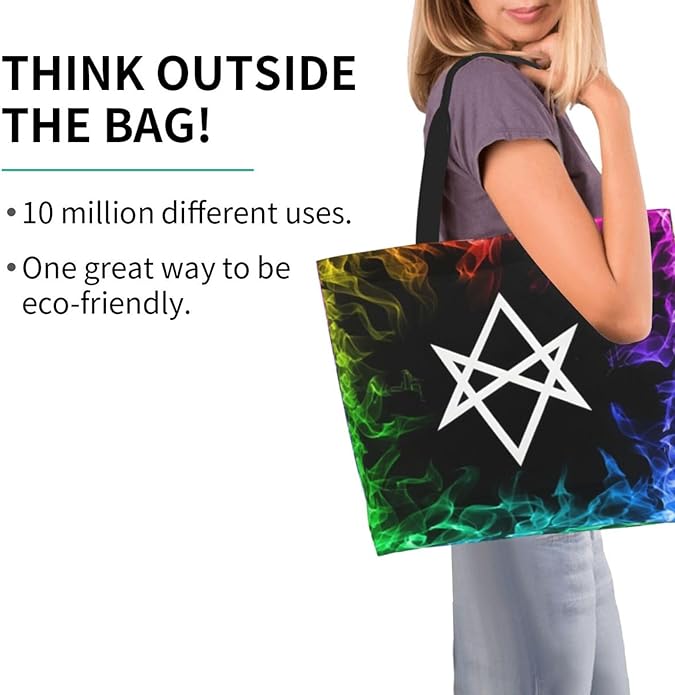Unicursal Hexagram Large Reusable Eco-friendly Shopping Bags Portable Storage Handbag