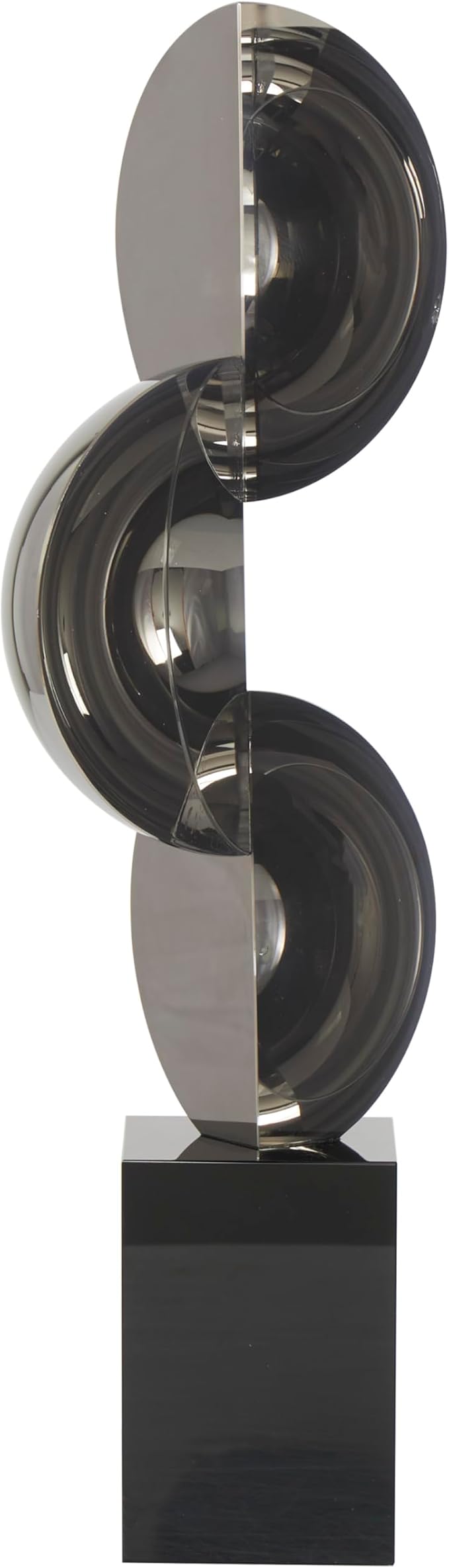 Deco 79 Crystal Geometric Decorative Sculpture Abstract Two-Tone Home Decor Statue with Stacked Semi Circles, Accent Figurine 5" x 4" x 18", Black