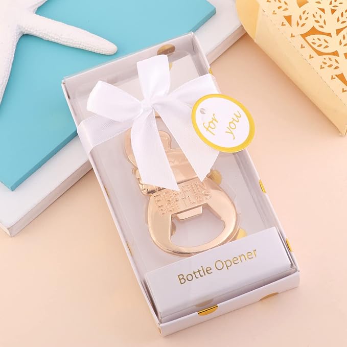 24 pcs Poppin' Bottle Baby Shower Favors for Guest Bottle Opener Baby Shower Favors Gift Baby Shower Souvenirs Botle Opener Wedding Favors Bridal Shower Favor Keepsake (White Keychain,24)