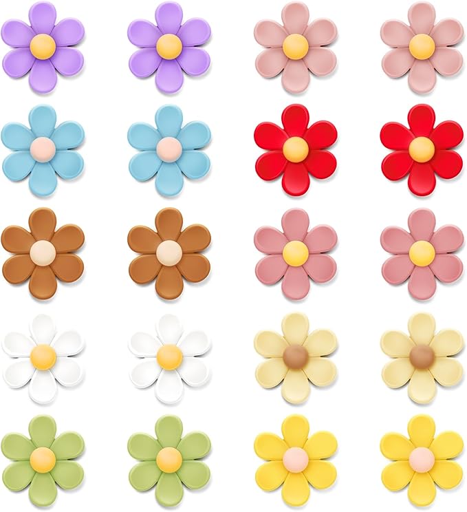 20 Pcs 3D Flower Fridge Magnets, 1.3 Inch Cute Fridge Magnets, Colorful Refrigerator Decorative Magnet for Whiteboard Locker Cabinet (Large)