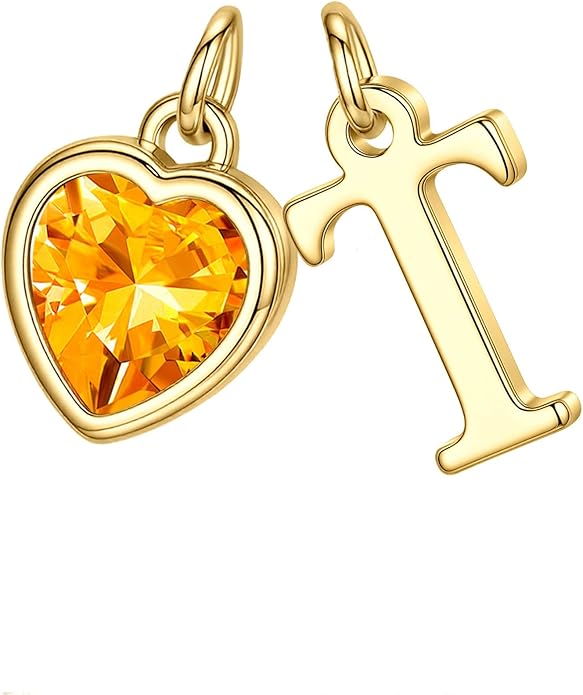 Turandoss Valentines Day Gifts for Her Trendy, Dainty 14K Gold Plated Initial A-Z Heart Birthstone Pendant Necklace Personalized Bridesmaid Birthday Valentines Jewelry Gifts for Women Girls