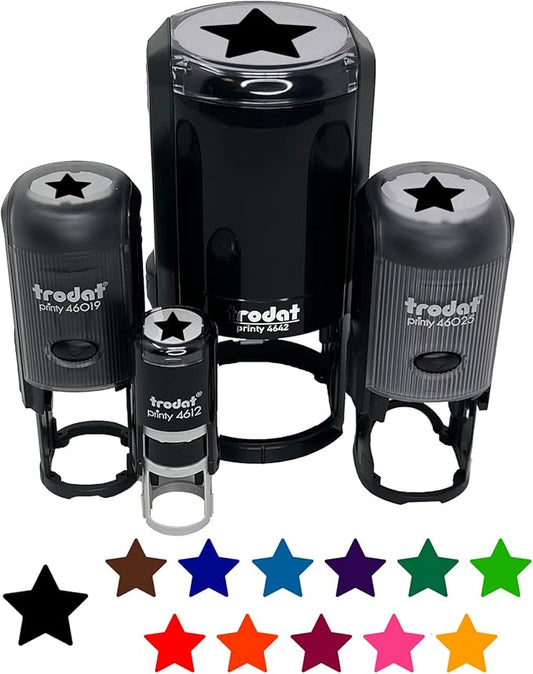 Star Shape Excellent Self-Inking Rubber Stamp Ink Stamper for Stamping Crafting Planners - 1-1/2 Inch Large - Red Ink