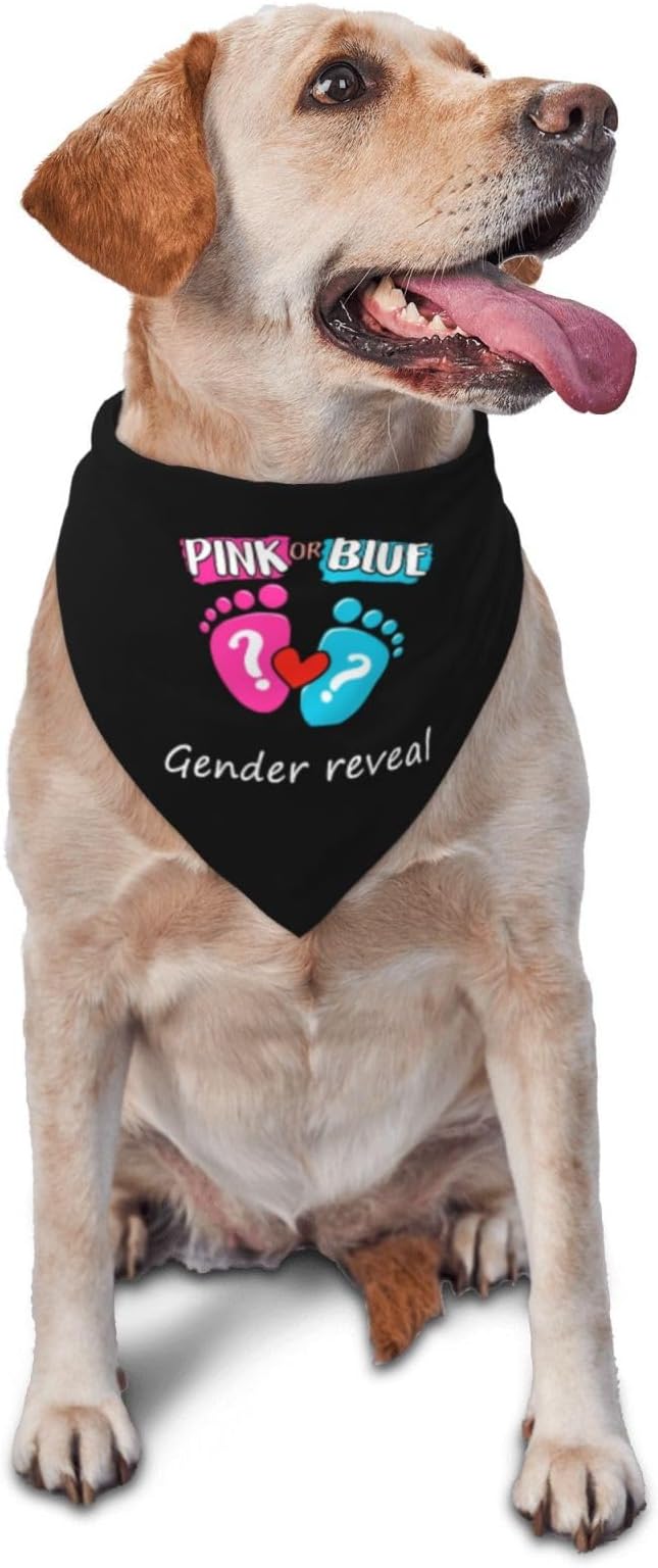He Or She What Will It Be? Gender Reveal/Baby Announcement Dog Bandana,Pet Neckerchief for Pets Daily Wear Photo Prop Party Supplies (Black -01)