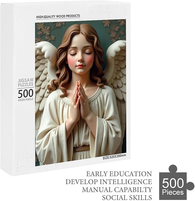 Wooden Puzzle - Classic Angel Praying Jigsaw Puzzles，Wooden Puzzles for Adults 500 Pieces Challenge Puzzles，Educational Games，Family Puzzles，Unique Gifts for Wall Art,Funnny Puzzles