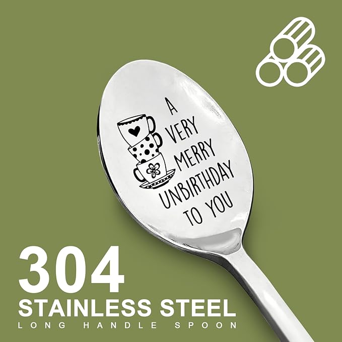 Funny Coffee Spoons Stainless Steel Tea Dessert Spoons Lover for Father, Mother, Friends, Merry Birthday Graduation Gifts Spoon