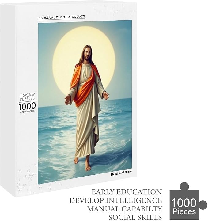 Jigsaw Puzzles for Adults 1000 Piece - Jesus Walk On Sea Wooden Puzzle，Stress Relief Games，Funny Puzzle，Unique Gifts for Wall Art ，Family Puzzles，Educational Games，Challenge Puzzles