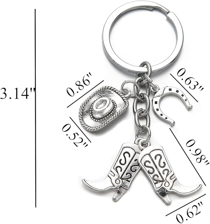 PHAETON 20PCS Hat Boot Horseshoe Keychain Western Cowgirl Keyring Equestrian Keychain Horse Lover Gift for Cowboy, Gift for Cowgirl, Cowboy Key Ring