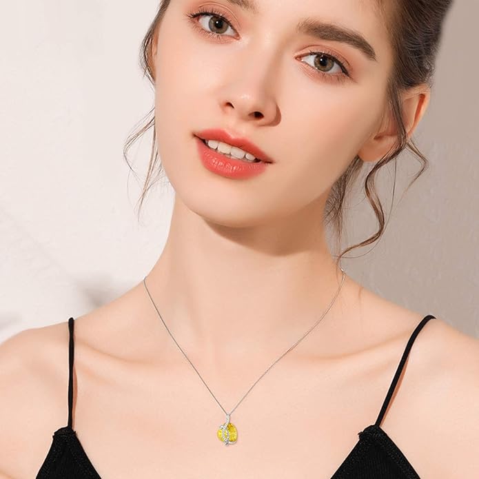 AOBOCO I Love You Sterling Silver 12 Birthstone Heart Pendant Necklace Embellished with Crystals from Austria, Mother's Day Anniversary Birthday Jewelry Christmas Gifts for Women Grandma Nana
