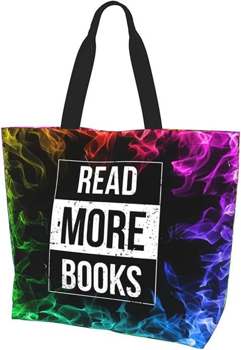 Vintage Read More Books Large Reusable Eco-friendly Shopping Bags Portable Storage Handbag