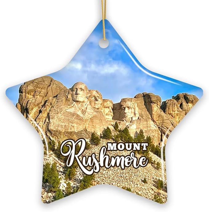 Mount Rushmore National Memorial Scenic Ceramic Ornament, South Dakota Souvenir Christmas Decoration