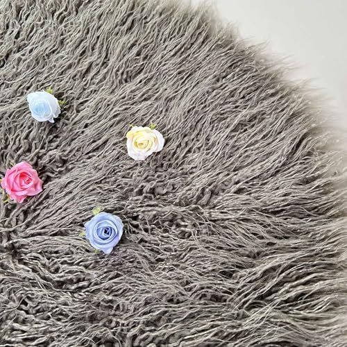 Newborn Photo Props Faux Fur Round 23.6 inch Soft Baby Boy Girl Photo Blanket Studio Photo Mat (Almost Mauve) - Image 3