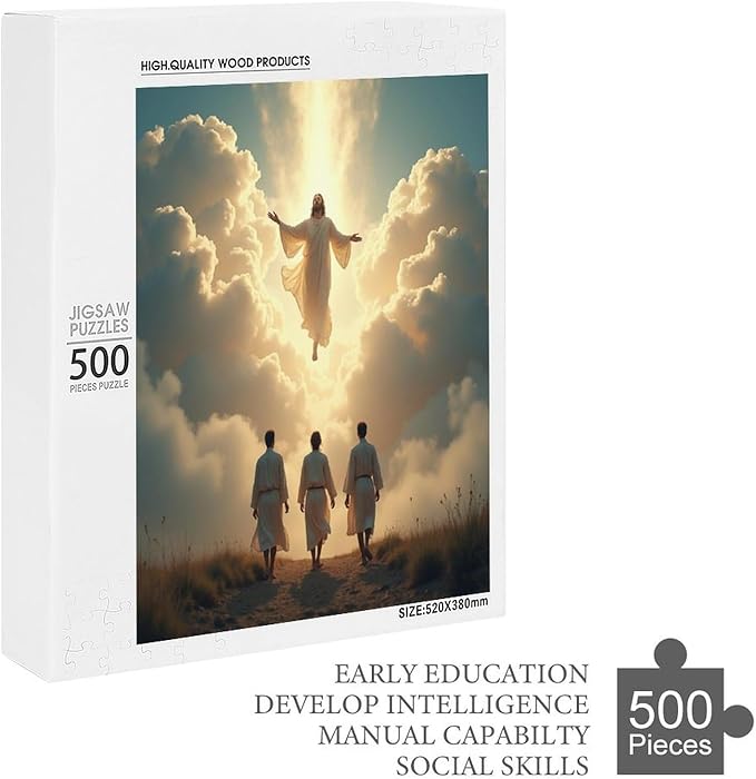 Christian Faith, Jesus Wooden Puzzle 500 Pieces Jigsaw Puzzles for Adults Puzzle Educational Toys Challenging Fun Games Gifts for Elders Kids Family and Friends