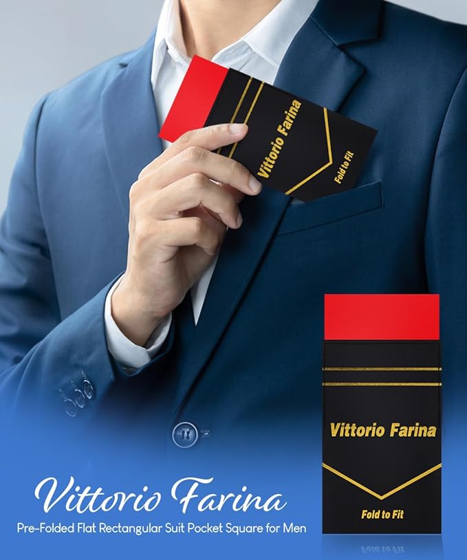 Premium Pre-Folded Four-Point Suit Pocket Square for Men with Sewn Pocket Fold