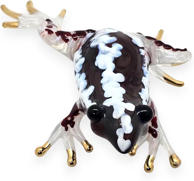WitnyStore 5¼" Dark Red White Frog Artistic Blown Glass Figurine Premium Hand-Blown Statue Tabletop Decoration Unique Collectible for Adult Collectors Handcrafted Elegant Home Room Decor