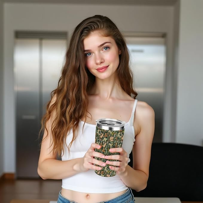 Cat Gifts for Women, Men, 20 oz Insulated Tumbler, Floral Animal Tumbler with Lid, Vacuum Travel Coffee Mug Stainless Steel Cup Gifts for Cat Lovers, Girls, Mom Sister Christmas Birthday