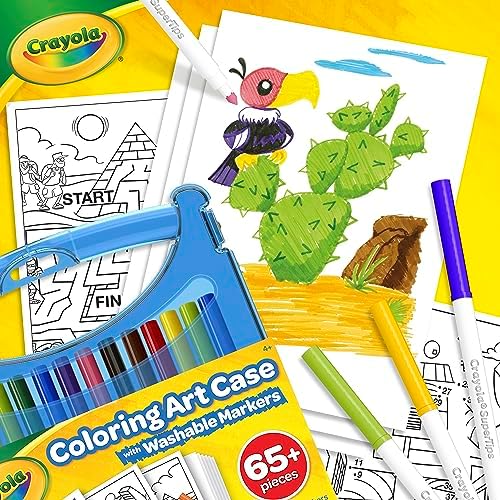 Crayola Super Tips Coloring Art Case with Coloring Pages, Kids Gift, 65+ Pieces, Packaging May Vary - Image 6