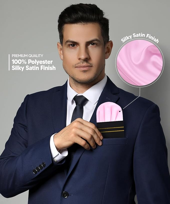 Premium Pre-Folded Four-Point Suit Pocket Square for Men with Sewn Pocket Fold