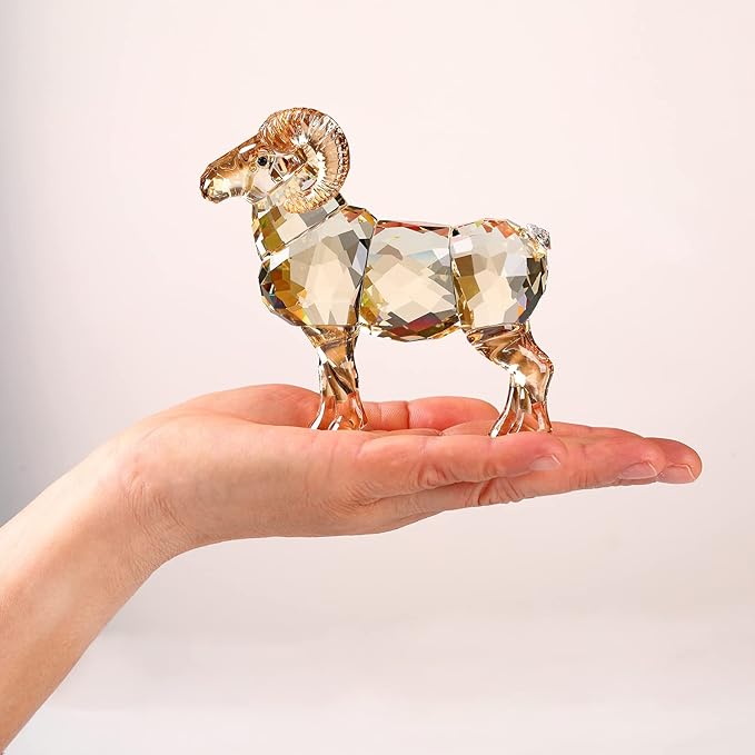 Realistic Animal Crystal Goat Art Figurine Collection Table top Ornament Statue Home Decor (White)