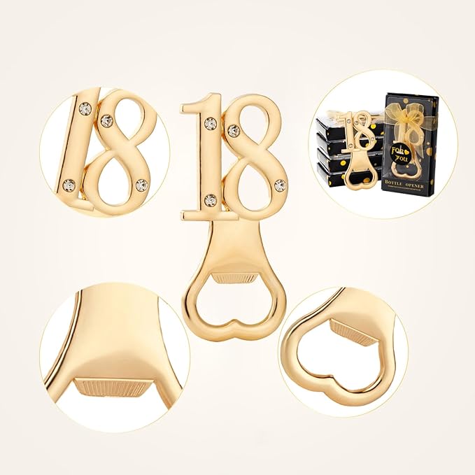 24 Packs of 18th Party Favors Bottle Openers for Birthday Anniversary and Wedding Guests Perfect Souvenirs with Gift Boxes and Decorations for Adults
