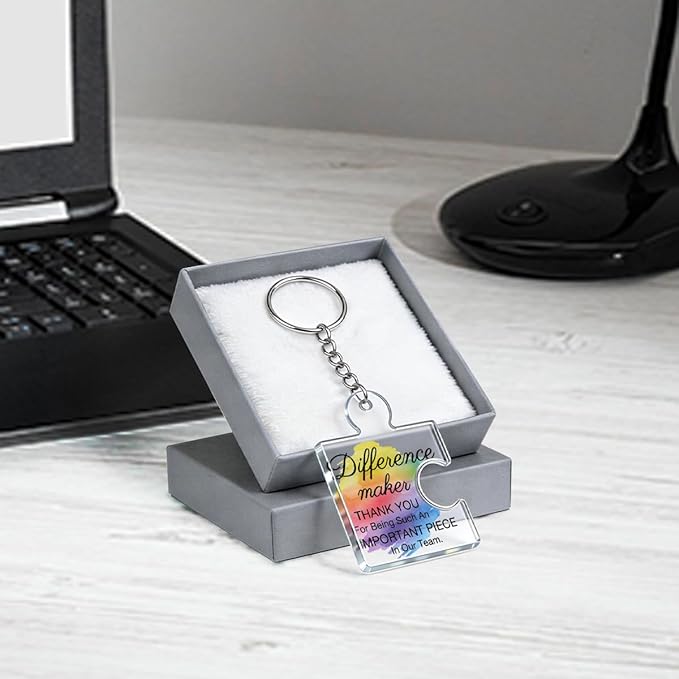 Team Appreciation Gifts for Employee Coworker Staff Bulk, Teamwork Thank You Gift Set Puzzle Piece Acrylic Keychains