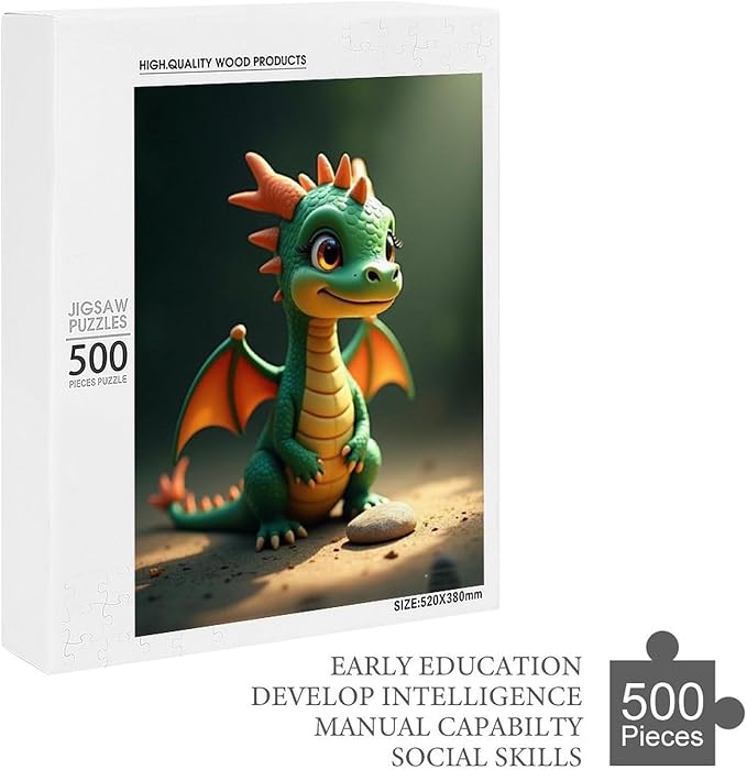 Wooden Puzzle - Green Dragon Jigsaw Puzzles，Wooden Puzzles for Adults 500 Pieces Challenge Puzzles，Educational Games，Family Puzzles，Unique Gifts for Wall Art
