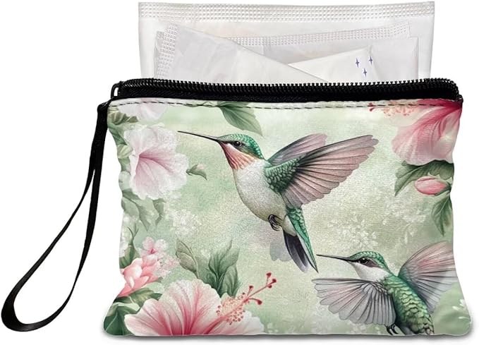 Dolyues Hummingbird Coin Pouch With Zipper Green Kids Coin Purse Trendy Money Change Purse with Portable Wristlet Lightweight Money Bag