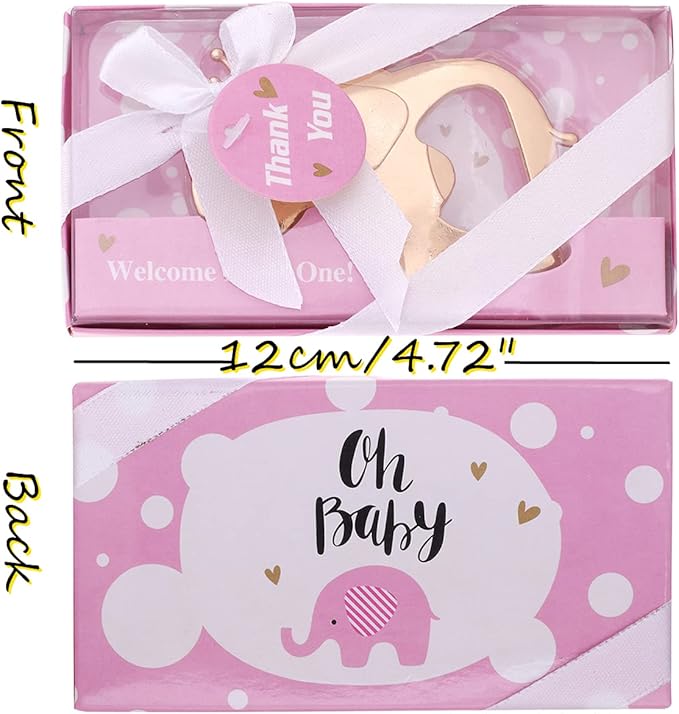 24PCS Elephant Bottle Opener Baby Shower Party Baby Girls Shower Gifts Baby Birthday Return Gifts for Guest Bridal Shower Wedding Anniversary Party Supplies (Pink Crown Elephant, 24)
