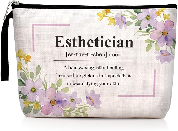 Funny Esthetician Definition Makeup Bag Appreciation Gifts Cosmetic Bag for Women Beautician Salon Stylist Coworker Zipper Pouch Bag Travel Bag for Retirement Birthday Christmas Thanksgiving