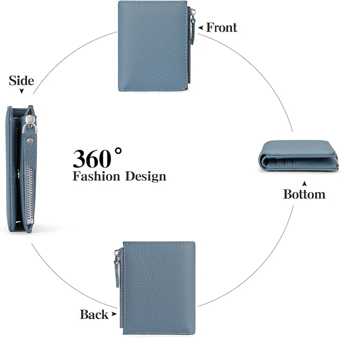SENDEFN Small Wallets for Women Genuine Leather Slim Pocket Wallet RFID Blocking Bifold Ladies Mini Purse with ID Window