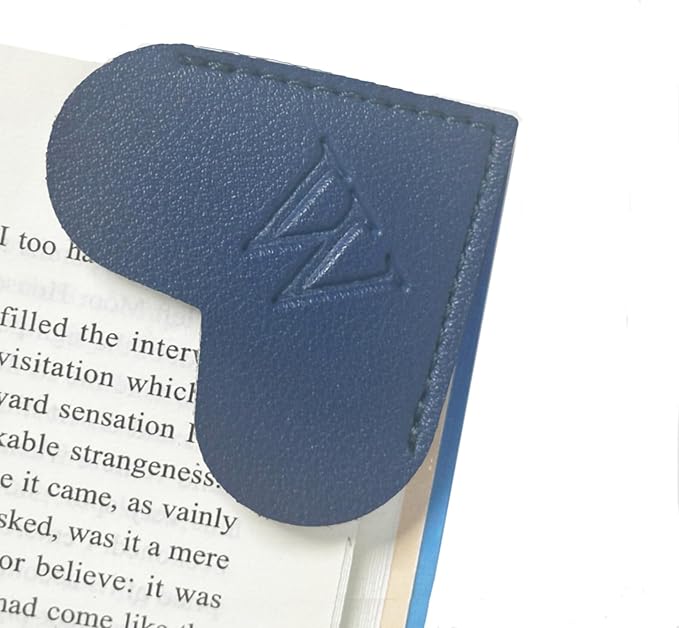MOTEERLLU Personalized Leather Heart Bookmark with Initials, Cute Custom Corner Bookmarks for Reading Women, Men, Kids, Teachers, Book Lovers Gifts(Blue W)