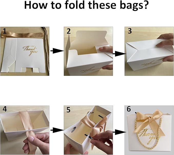 TKSBAG 100 Pack Small Thank You Gift Bags with Handles, 5.5''x 2.5''x4.7'' Mini White Gift Bags Bulk for Baby Shower, Birthday, Wedding, Party Favors