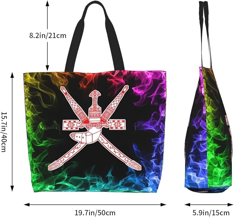 Oman National Emblem Large Reusable Eco-friendly Shopping Bags Portable Storage Handbag