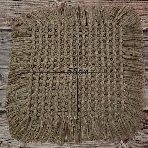 Newborn Photography Layer Props Baby Photoshoots Blanket Photo Posing Rug Basket Filler Stuffer Macrame (Grey Camel) - Image 3