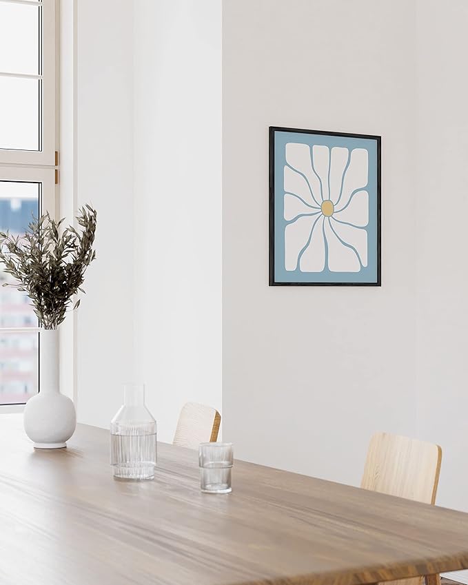 HAUS AND HUES Blue Aesthetic Daisy Artwork - Indie Posters for Room Aesthetic, Trendy Danish Pastel Decor (Unframed, 16x20)