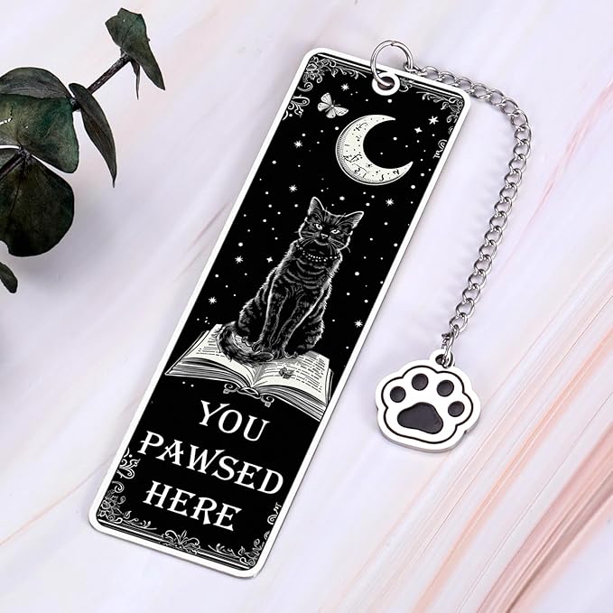 Cat Bookmark for Book Lovers Gifts Valentines Day Birthday Book Accessories Bookish Gifts for Her Him Women Men Reading Lovers Metal Bookmark for Reading Women Reader, Cat Themed Gift