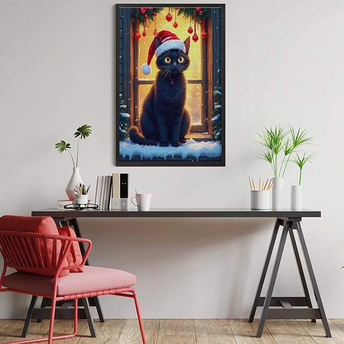 Jigsaw Puzzles for Adults 1000 Piece - Christmas Black Cat Wooden Puzzles, Funny Puzzles，Unique Gifts for Wall Art，Family Puzzles，Educational Games，Challenge Puzzles