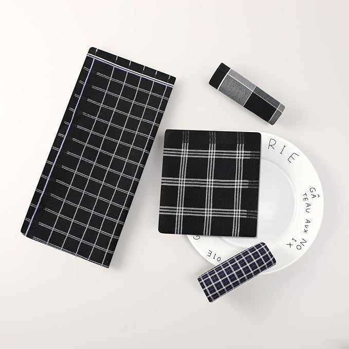 HOULIFE Men’s Handkerchiefs, Black Cotton Handkerchiefs for Men, 17x17 11 Pcs