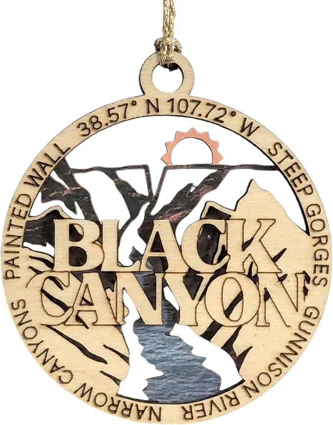 Black Canyon National Park 3" Wood Ornament - Handcrafted 2-Layer Christmas Decoration, Gunnison River Scene