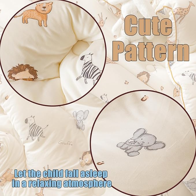 3PCS Comforter Twin Size Bed Set, Ultra Soft Marshmallow Fluffy Comforter Sets, Cute Bedding Set for Kids Boys Girls Teen, Microfiber Lightweight All Seasons Bedroom (Wildlife Park)