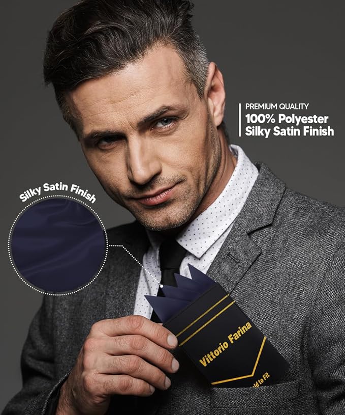 Premium Pre-Folded Four-Point Suit Pocket Square for Men with Sewn Pocket Fold