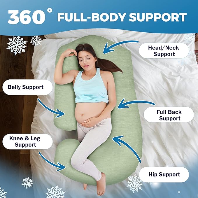 PILLANI Pregnancy Pillows for Sleeping - V C U Shaped Full Body Pillow with Removable Cover, 57inch Cooling Maternity Pillow for Pregnant Women, Support for Back Belly Legs Hip - Pregnancy Must Haves
