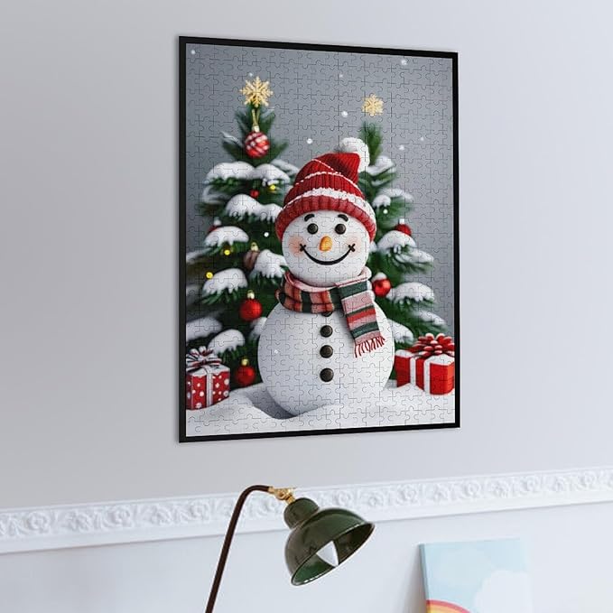 Wooden Puzzles for Adults 500 Pieces, Christmas Winter Snowman, Each Piece is Unique and Perfectly Put Together, are Special Home Decorations, Fun Puzzles, Party Games, Family Toys