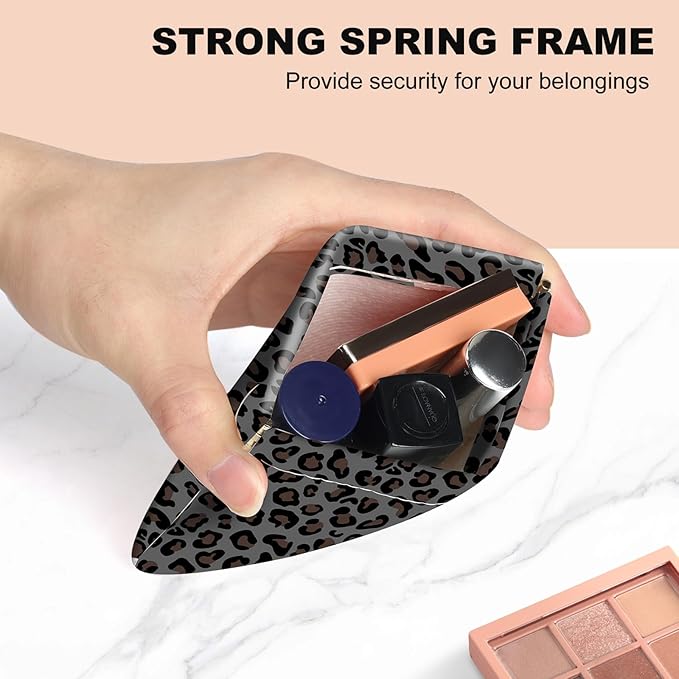 2Pcs PU Leather Small Squeeze Coin Purse Pouch Mini coin Bag Unique And Cute Wallet Cosmetic Bags Change Bag For Women Girls Men （Leopard Print D