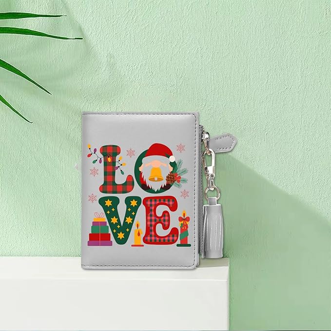 GEEAD Custom Design Small Wallets for Women Bifold Slim Coin Purse Zipper ID Card Holder for Christmas