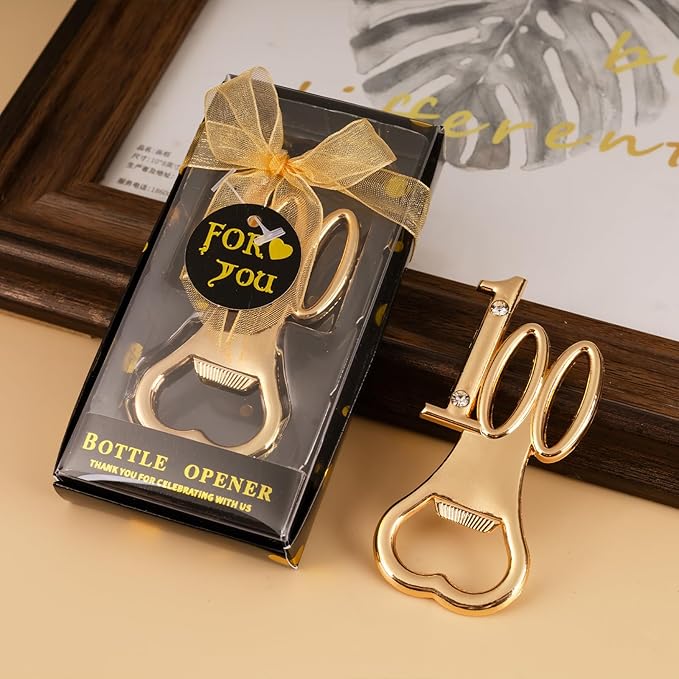 24 Packs of 100th Party Favors Bottle Openers for Birthday, Anniversary, and Wedding Guests Perfect Souvenirs with Gift Boxes and Decorations for Adults