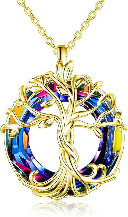 TOUPOP Tree of Life Necklace 925 Sterling Silver Family Tree Pendant Austrian Crystal Jewelry Valentines Day Birthday Gifts for Women Mom Wife Her