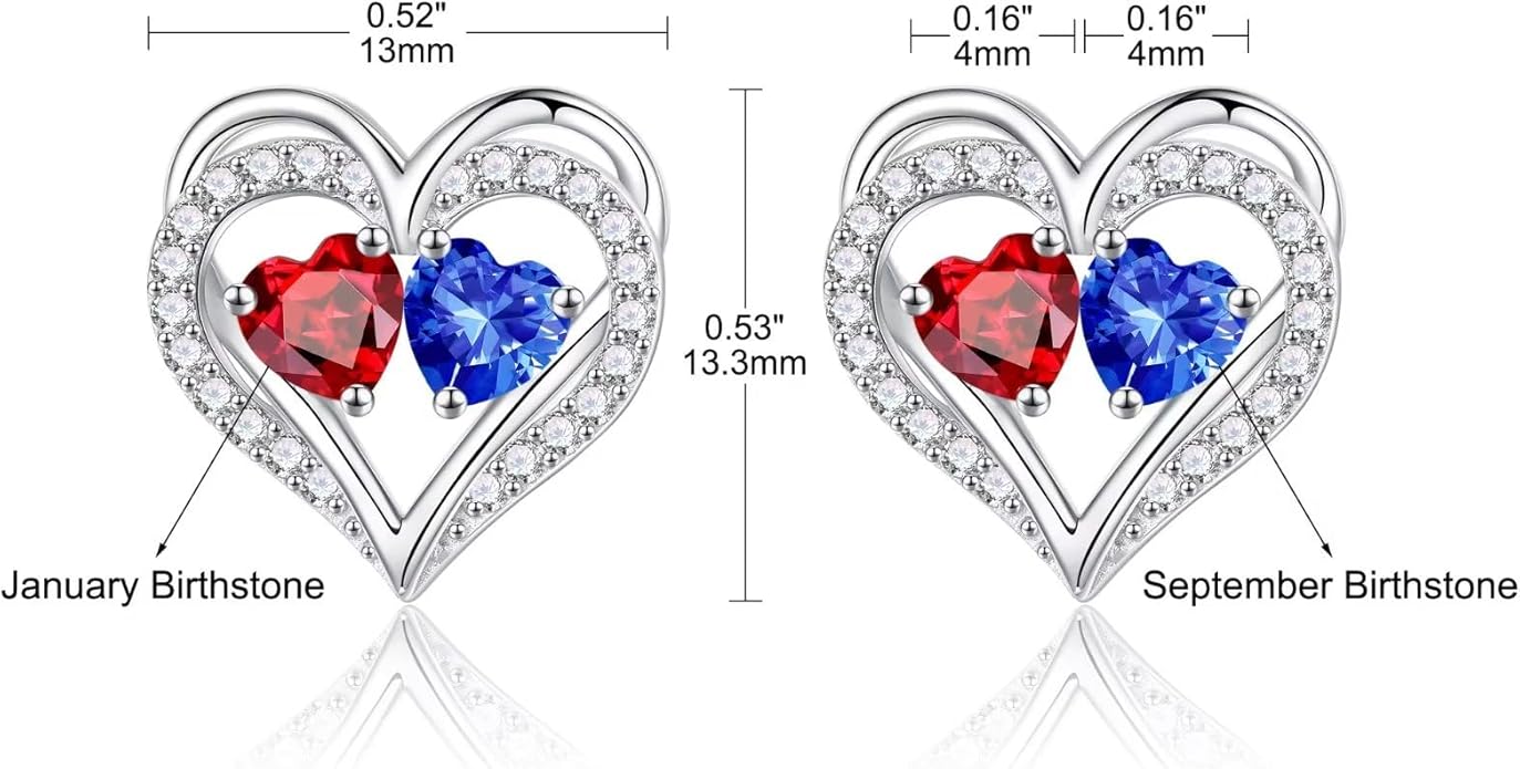 Iefil Valentines Day Gifts for Her - 925 Sterling Silver Birthstone Earrings, Anniversary Birthday Gifts for Women Wife Girlfriend Mom