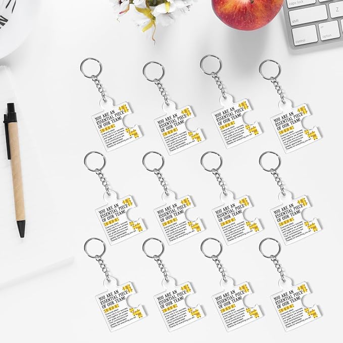 Team Appreciation Gifts for Employee Coworker Staff Bulk, Teamwork Thank You Gift Set Puzzle Piece Acrylic Keychains