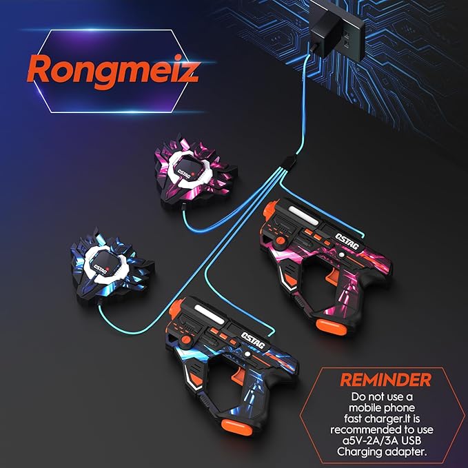 Infrared Battle Set - 2 Guns 2 LED Vests with Real-Time Data Sync, Infrared Tag Guns for Kids Teens & Family Play Indoor Outdoor Multiplayer Game, Toys Gifts for Birthday Christmas Party (Red & Blue)